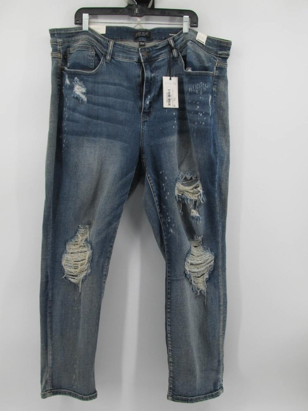 Judy Blue Jeans Womens 24W Plus Stretch Boyfriend Fit Distressed acid wash NWT